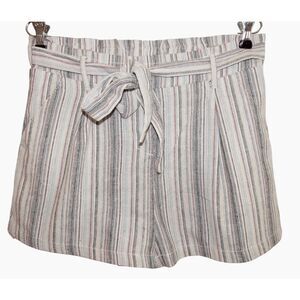 Ci Sono High Waist Belted‎ Linen Blend Shorts L